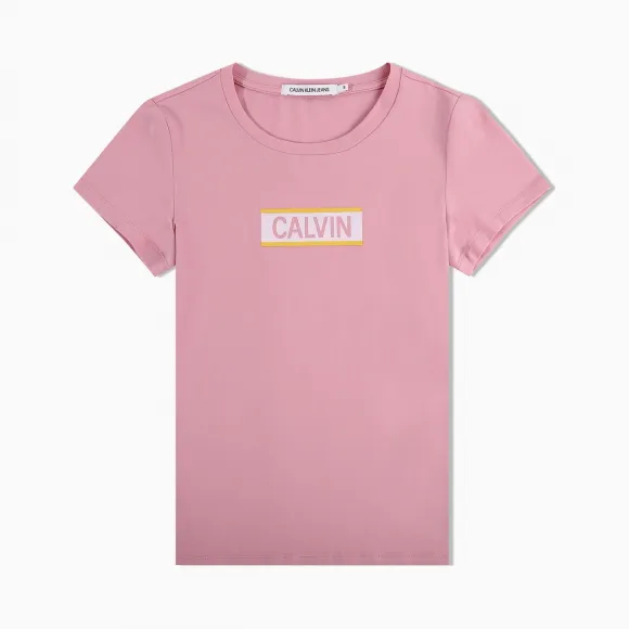 卡尔文·克莱恩/Calvin Klein 女士新款Logo圆领短袖T恤 J212353-牛仔休闲系列