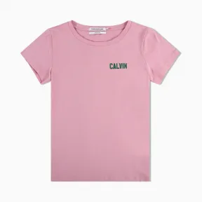 卡尔文·克莱恩/Calvin Klein 女士新款简约时尚纯棉印花圆领短袖T恤 J212354-牛仔休闲系列