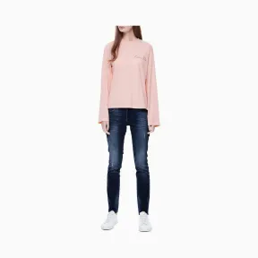卡尔文·克莱恩/Calvin Klein CK JEANS 2019秋冬新款 女士Logo简约休闲长袖T恤 J212421-牛仔休闲系列