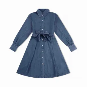 卡尔文·克莱恩/Calvin Klein CALVIN KLEIN女装时尚休闲翻领牛仔连衣裙 J212633-牛仔休闲系列