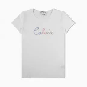 卡尔文·克莱恩/Calvin Klein 女士Logo简约短袖T恤 J213080-牛仔休闲系列