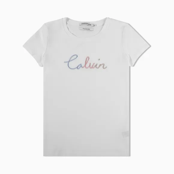 卡尔文·克莱恩/Calvin Klein 女士Logo简约短袖T恤 J213080-牛仔休闲系列