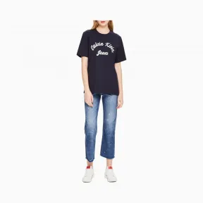 卡尔文·克莱恩/Calvin Klein 女士棉质Logo圆领短袖T恤 J213200-牛仔休闲系列