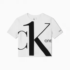 卡尔文·克莱恩/Calvin Klein CK ONE系列 CALVIN KLEIN 女士棉质圆领短袖T恤 J214345-牛仔休闲系列