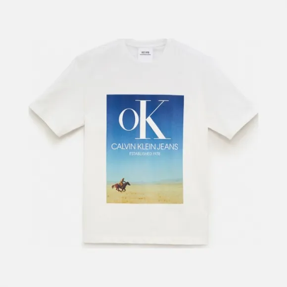 卡尔文·克莱恩/Calvin Klein 男士1978系列LOGO纯棉圆领T恤 J310093-牛仔休闲系列