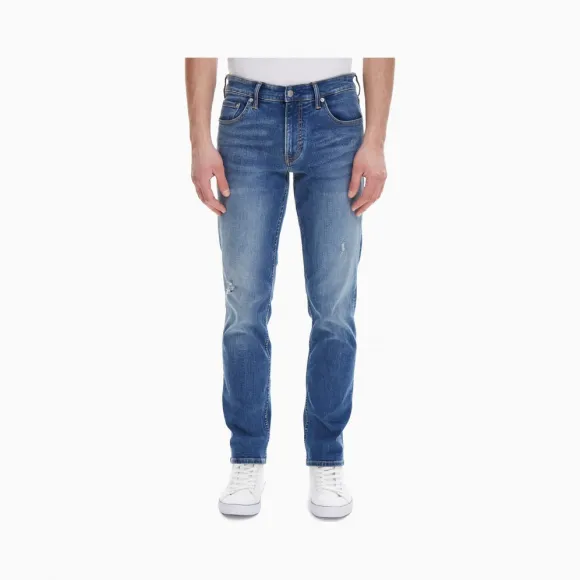 卡尔文·克莱恩/Calvin Klein 男士新款合体紧身版磨白牛仔裤 J311823-牛仔休闲系列