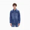 卡尔文·克莱恩/Calvin Klein 男士新款翻领长袖牛仔衬衫 J312019-牛仔休闲系列