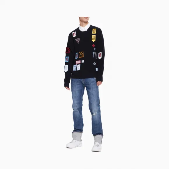 卡尔文·克莱恩/Calvin Klein 男士新款纯棉绣花图案针织衫 J312090-牛仔休闲系列