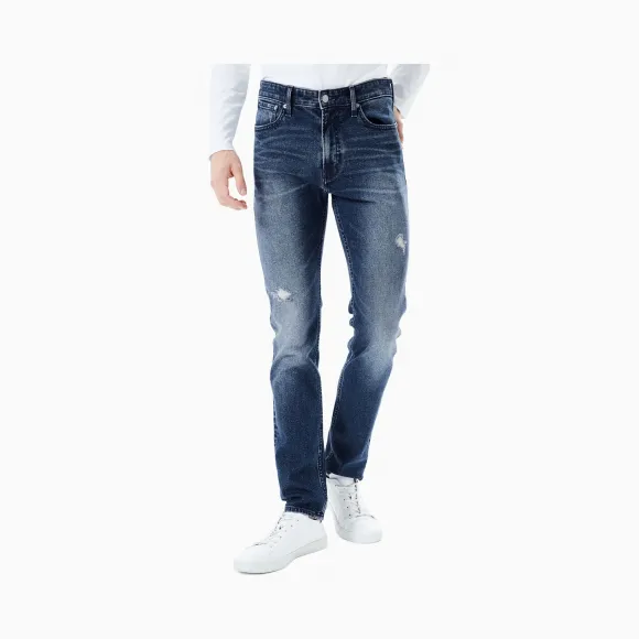 卡尔文·克莱恩/Calvin Klein 男士新款做旧中腰修身直筒牛仔裤CKJ025 J312932-牛仔休闲系列