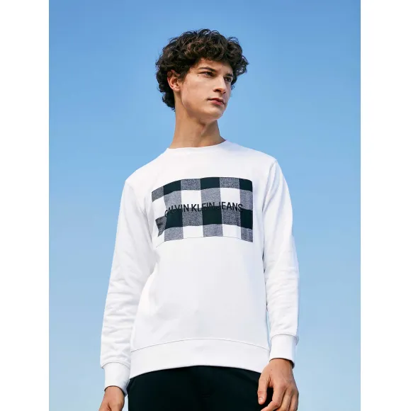 卡尔文·克莱恩/Calvin Klein 男士纯棉Logo简约休闲长袖T恤 J313210-牛仔休闲系列