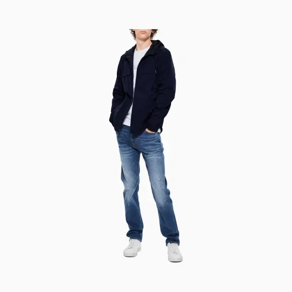 卡尔文·克莱恩/Calvin Klein CK JEANS 2019秋冬新款 男士休闲拉链连帽长款单夹克  J313317-牛仔休闲系列