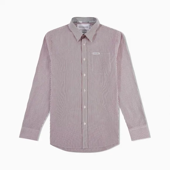 卡尔文·克莱恩/Calvin Klein 男士新款纯棉休闲商务条纹长袖衬衫 J313344-牛仔休闲系列