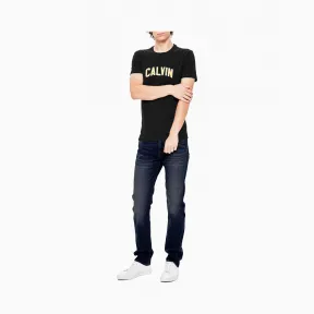 卡尔文·克莱恩/Calvin Klein 男士新款棉混纺Logo圆领时尚短袖T恤 J313504-牛仔休闲系列