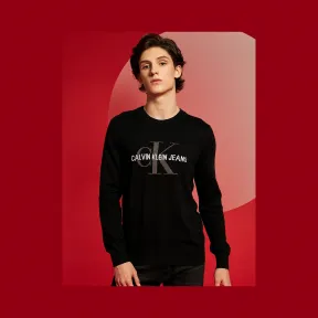 卡尔文·克莱恩/Calvin Klein 男士时尚个性慵懒圆领长袖针织衫 J313761-牛仔休闲系列