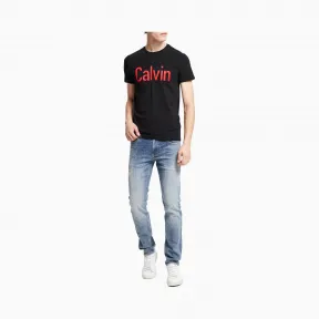 卡尔文·克莱恩/Calvin Klein 男士新款撞色Logo圆领短袖T恤 J313793-牛仔休闲系列