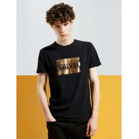 卡尔文·克莱恩/Calvin Klein CALVIN KLEIN男装新款时尚简约潮流印花圆领短袖T恤J314289-牛仔休闲系列