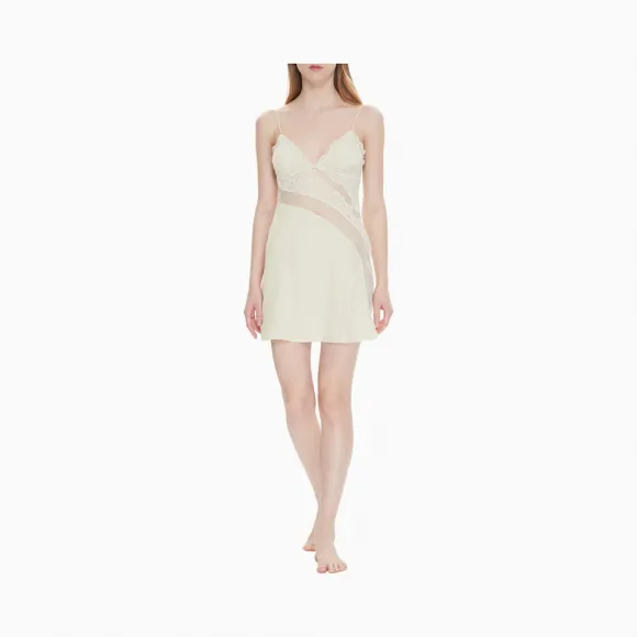 卡尔文·克莱恩/Calvin Klein 女士新款桑蚕丝蕾丝吊带睡裙 QS6248-内衣系列