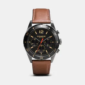 蔻驰/Coach SULLIVAN运动计时码表机芯离子镀表壳皮革表带腕表 W4033 GMSD