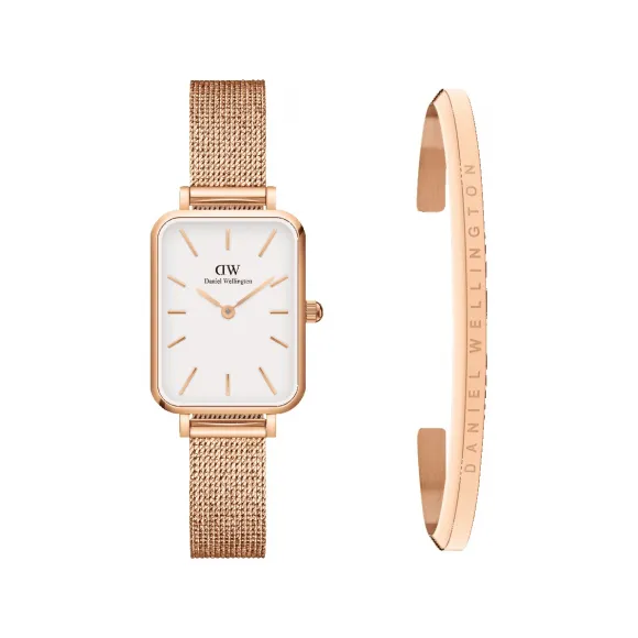 丹尼尔·惠灵顿/Daniel Wellington Quadro PRESSED MELROSE + CLASSIC BRACELET 日本石英机芯 套装 DW00501125