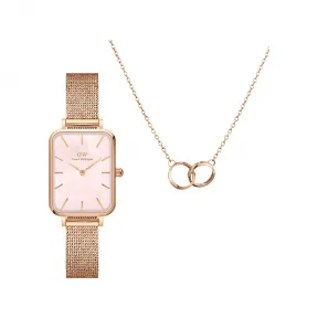 丹尼尔·惠灵顿/Daniel Wellington Quadro Pressed Melrose + Elan Unity Necklace 日本石英机芯 套装 DW00501479