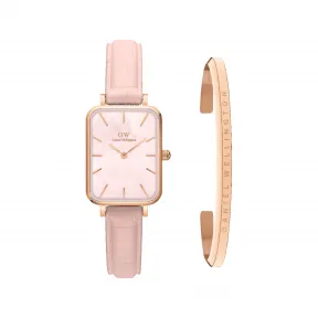 丹尼尔·惠灵顿/Daniel Wellington Quadro Pressed Rouge + Classic Bracelet 日本石英机芯 套装 DW00501482