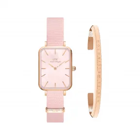 丹尼尔·惠灵顿/Daniel Wellington Quadro Pressed coral + Classic Bracelet 日本石英机芯 套装 DW00501485