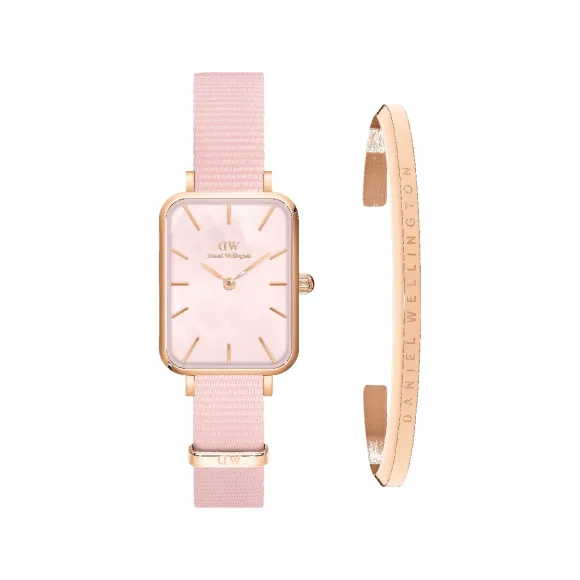 丹尼尔·惠灵顿/Daniel Wellington Quadro Pressed coral + Classic Bracelet 日本石英机芯 套装 DW00501485