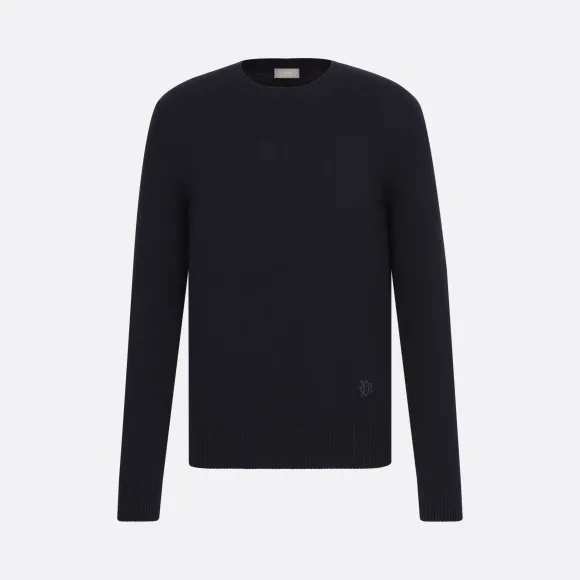 迪奥/Dior 深蓝色羊绒哥特式"CD"刺绣卫衣 013M602AT070-C585