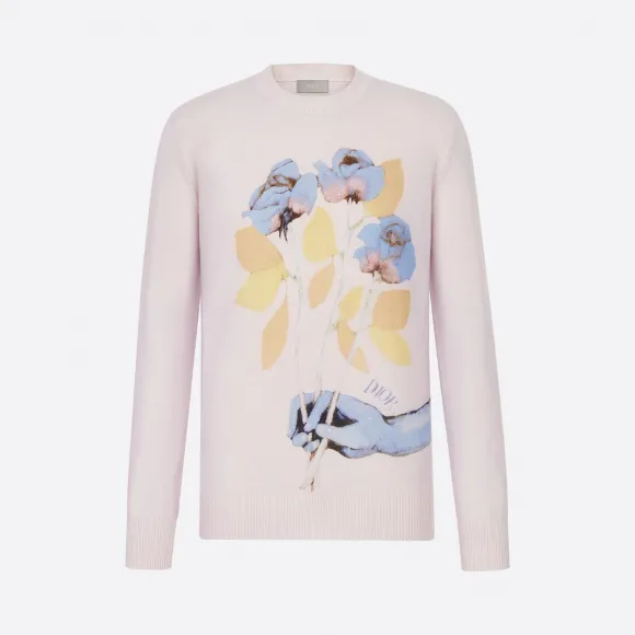 迪奥/Dior 粉色羊毛 DIOR AND ALEX FOXTON 玫瑰徽标毛衫 013M606AT082-C485