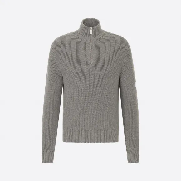 迪奥/Dior 灰色羊毛半拉链罗纹针织毛衫 013M609AT079-C832