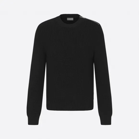 迪奥/Dior 黑色羊毛肩部拉链罗纹针织毛衫 013M614AT079-C900