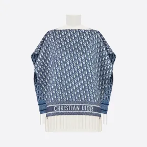 迪奥/Dior 深蓝色山羊绒 Dior Oblique 印花/刺绣图案披风 01CDO370I001-C540