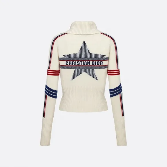 迪奥/Dior DiorAlps 短款开衫 白色羊毛和山羊绒混纺面料三色图案 144G60AM134_X0878_T34