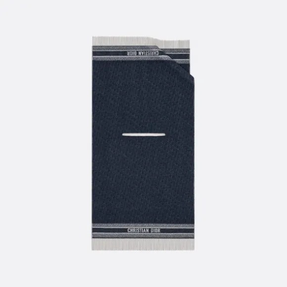 迪奥/Dior 双面披风 海军蓝色羊绒 Oblique 印花 15DOB370I020_C540_TU