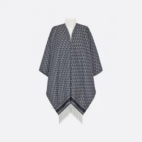 迪奥/Dior Dior 印花披风 海军蓝色山羊绒 Oblique 印花 21DOB370I007_C540_TU