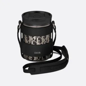 迪奥/Dior Dior Aqua 马克杯 黑色粒面牛皮革和不锈钢 Dior Oblique 图案搭配肩带 2ESKH324YMJ_H00N_TU