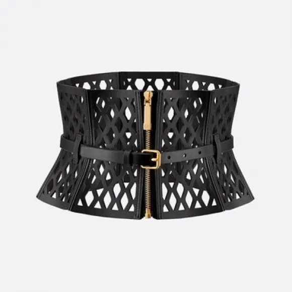 迪奥/Dior D-Trap 腰封 16 厘米黑色光滑牛皮革 B0323UBDI_M900_S