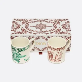 迪奥/Dior 马克杯套装（2 只） 二零二三早春系列红色和蓝绿色 Wind Rose 和 Birds 图案 HYJ02CCM0L_C970_TU