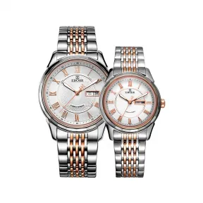 依波/Ebohr 畅销款情侣表 男款直径 42.00MM，女款直径 34.00MM 不锈钢 自动机械机芯 10610510-0527