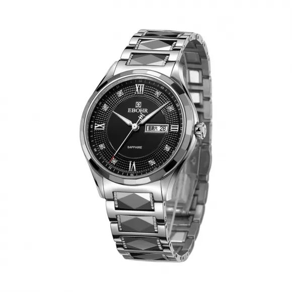 依波/Ebohr 大师系列 40mm 不锈钢，钨钢前圈 合成蓝宝石玻璃表镜 男表 10760215
