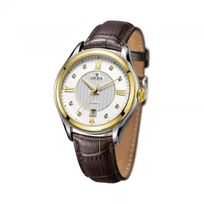 依波/Ebohr 大师系列 42mm 不锈钢，镀金色表圈 合成蓝宝石玻璃表镜 男表 10910238