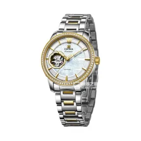 依波/Ebohr 光环系列 34.50毫米 不锈钢，镀金色，镶嵌人工合成锆石，镀纳米硬膜 合成蓝宝石玻璃 女表 15010520