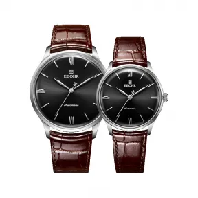依波/Ebohr 畅销款情侣表 男款直径41.5MM；女款直径33MM 不锈钢 机械机芯 20201238-1248