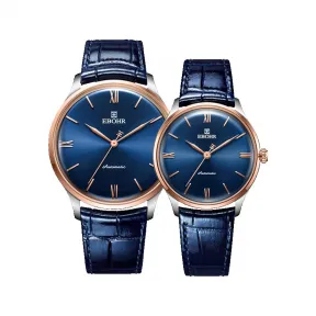 依波/Ebohr 畅销款情侣表 男款直径41.5MM；女款直径33MM 不锈钢 机械机芯 20202338-2348