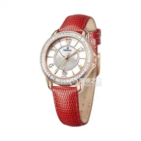 依波/Ebohr 光环系列 35.5毫米 不锈钢，表圈镶嵌52颗方形锆石 蓝宝石水晶玻璃 女表 50120345