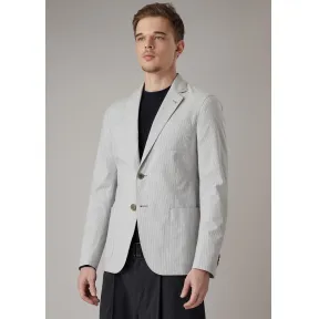 乔治阿玛尼/Giorgio Armani 常规版型细条纹棉质泡泡纱 Upton 解构夹克 41878200pa
