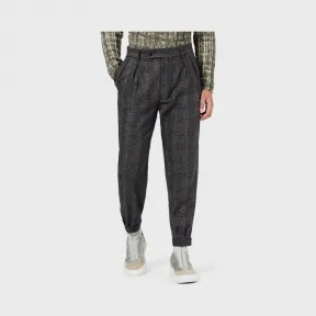 安普里奥·阿玛尼/Emporio Armani 方格混纺羊毛褶皱裤装 13386290ju