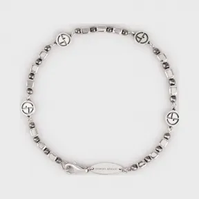 乔治阿玛尼/Giorgio Armani GA 银质标识皮制手链 50231092bq