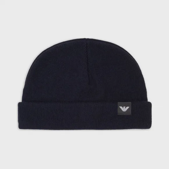 安普里奥·阿玛尼/Emporio Armani 贴花徽标针织贝雷帽 46652691da