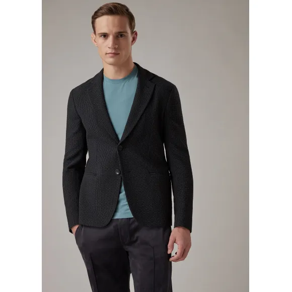 乔治阿玛尼/Giorgio Armani 修身版平纹梭织泡泡纱面料单排扣夹克 41871567ac